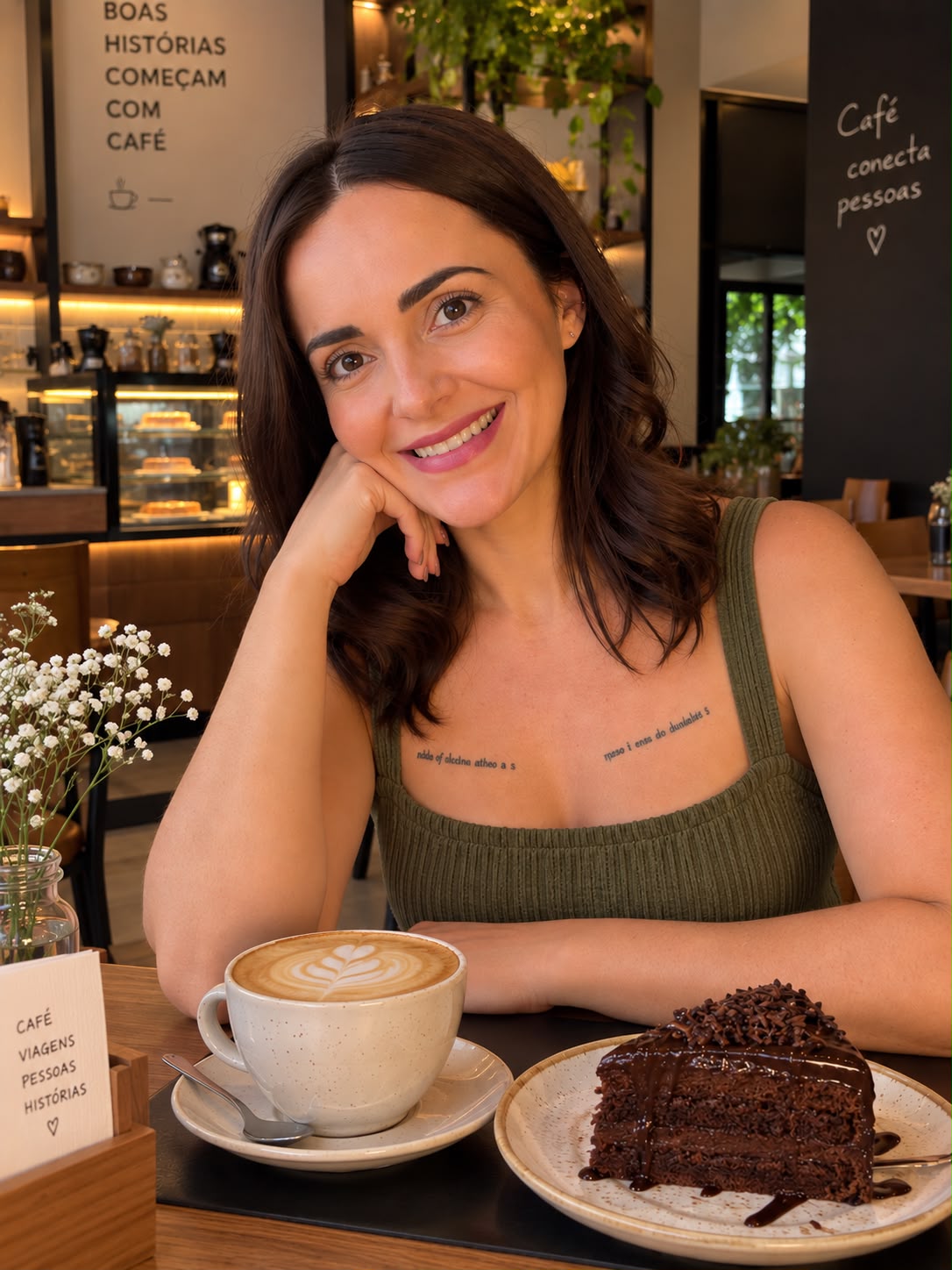 Jhordanna, criadora do Conexão Goianas, em um café